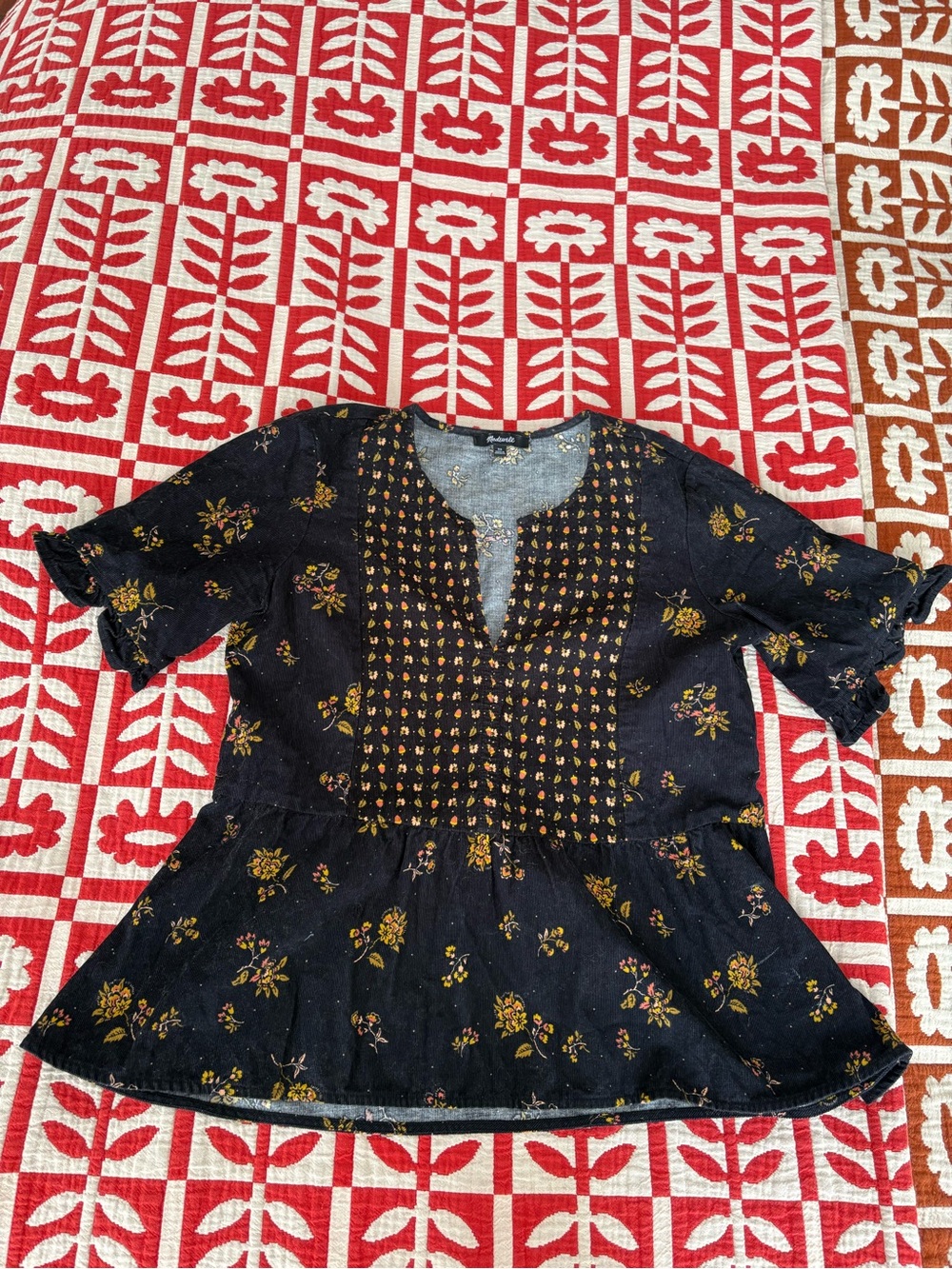 Madewell corduroy peasant blouse